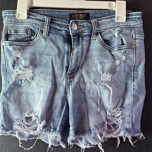 Judy Blue Distressed Light Denim Shorts